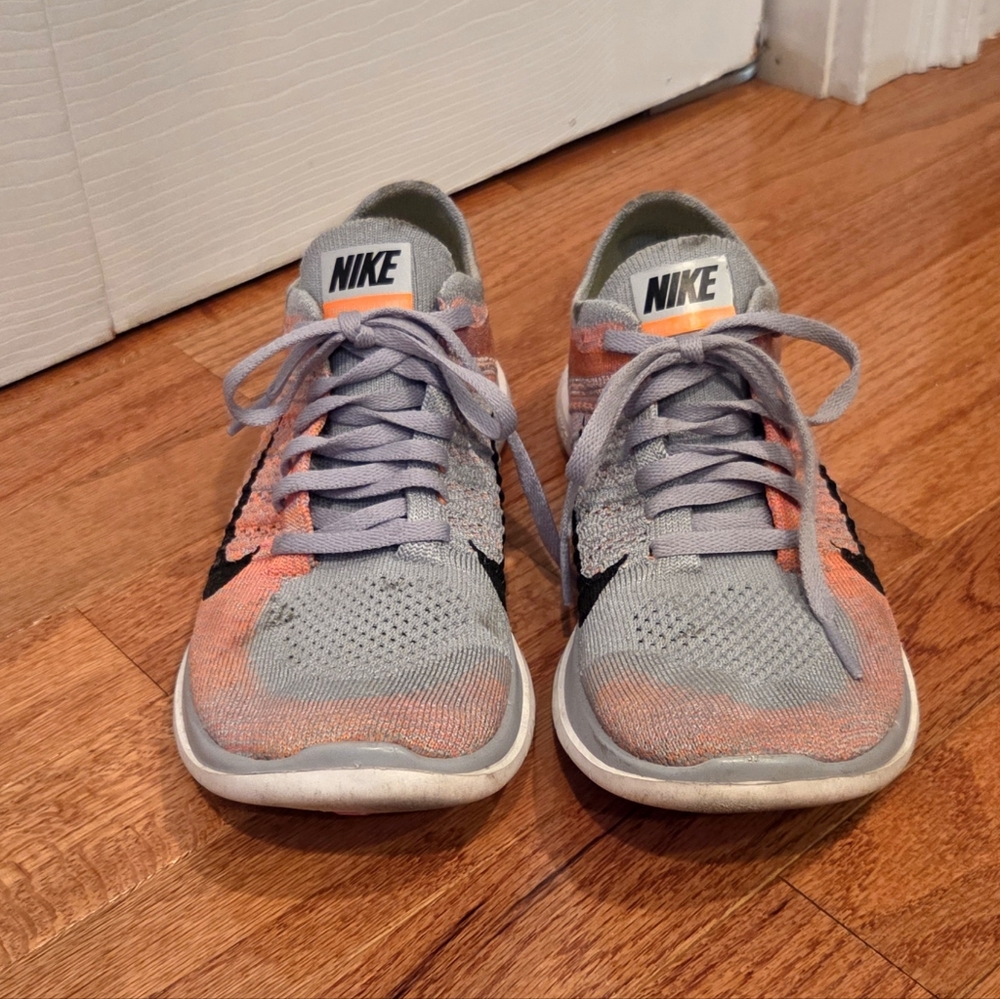 Nike Women's Gray and Orange Sneakers